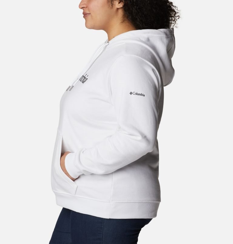 Women's Columbia Logo Hoodie White | Plus Size CA-D3615